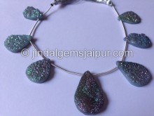 Greenish Blue Druzy Pear Shape Beads
